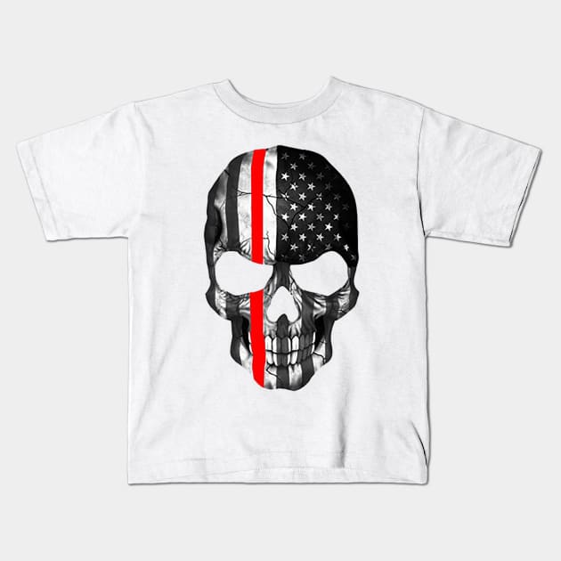 Red Line - Skull - firefighter Kids T-Shirt by  The best hard hat stickers 